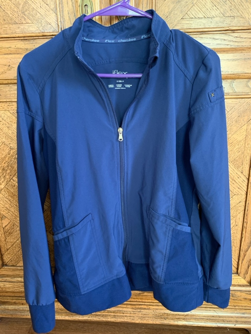 Cherokee iflex Navy Women's Scrub Zip-Front Jacket